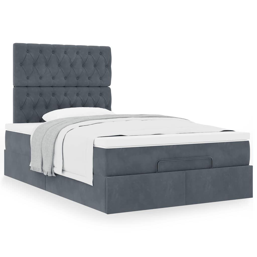 vidaXL Ottoman-Bett mit Matratzen Dunkelgrau 120x200 cm Samt