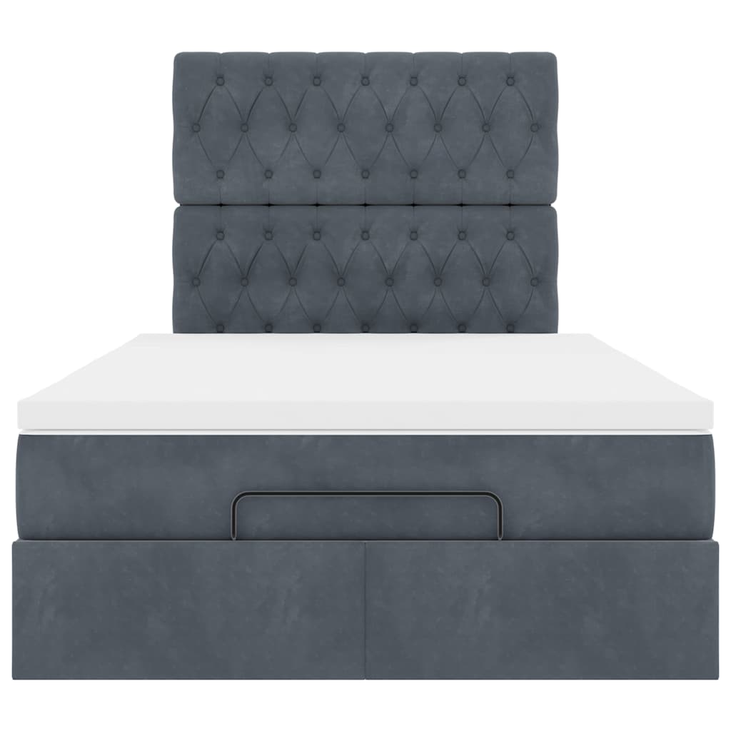 vidaXL Ottoman-Bett mit Matratzen Dunkelgrau 120x200 cm Samt