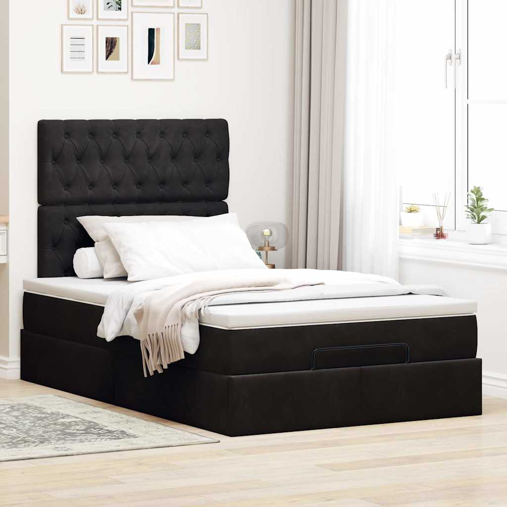 vidaXL Ottoman-Bett mit Matratzen Schwarz 120x200 cm Samt