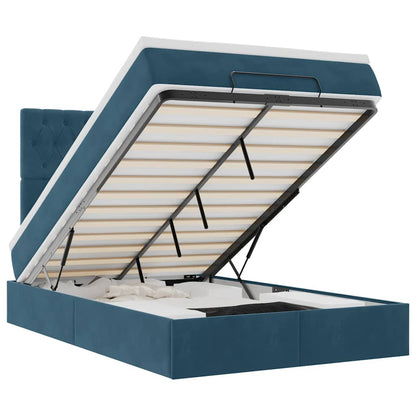 vidaXL Lit ottoman avec matelas Bleu foncé 120x200 cm Velours