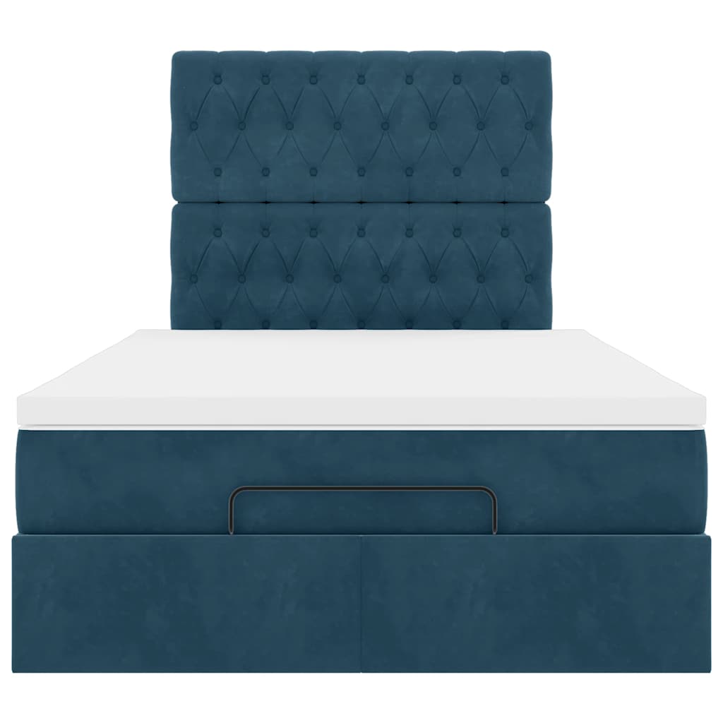 vidaXL Lit ottoman avec matelas Bleu foncé 120x200 cm Velours