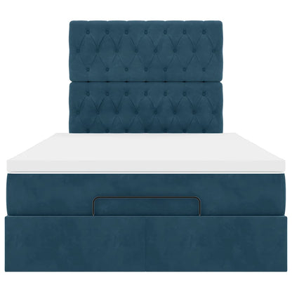 vidaXL Lit ottoman avec matelas Bleu foncé 120x200 cm Velours