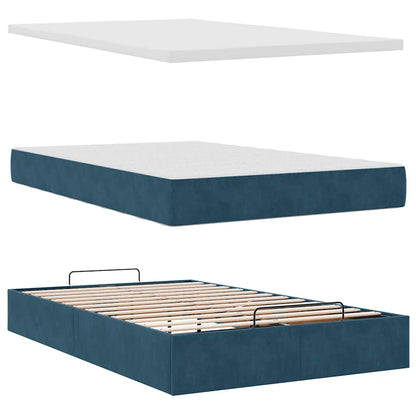 vidaXL Lit ottoman avec matelas Bleu foncé 120x200 cm Velours