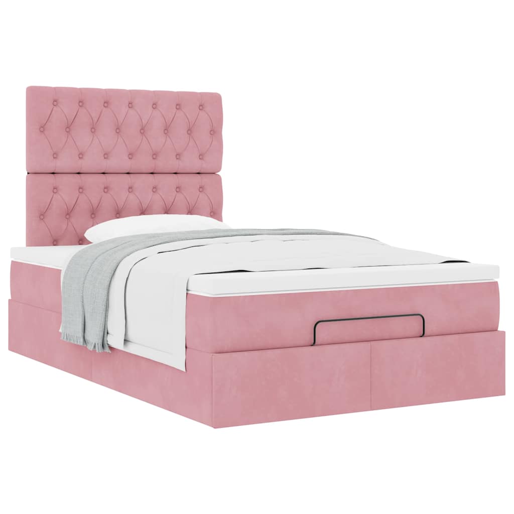 vidaXL Ottoman-Bett mit Matratzen Rosa 120x200 cm Samt