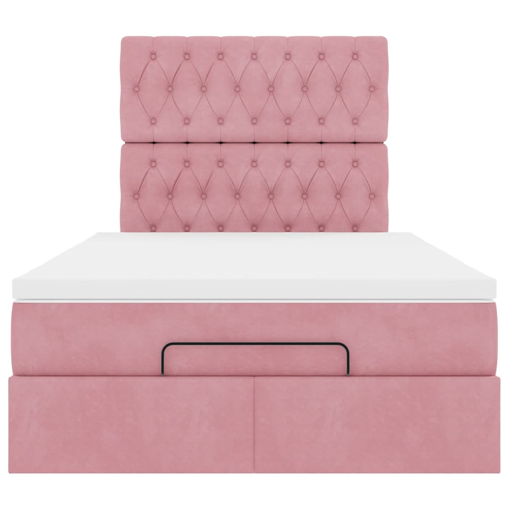 vidaXL Ottoman-Bett mit Matratzen Rosa 120x200 cm Samt