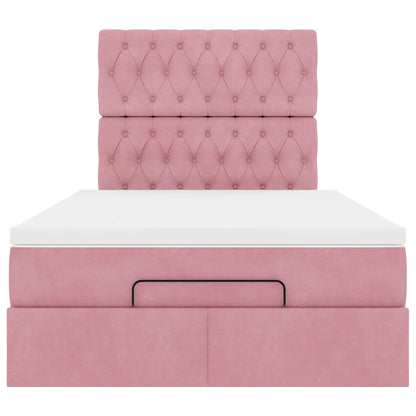 vidaXL Ottoman-Bett mit Matratzen Rosa 120x200 cm Samt