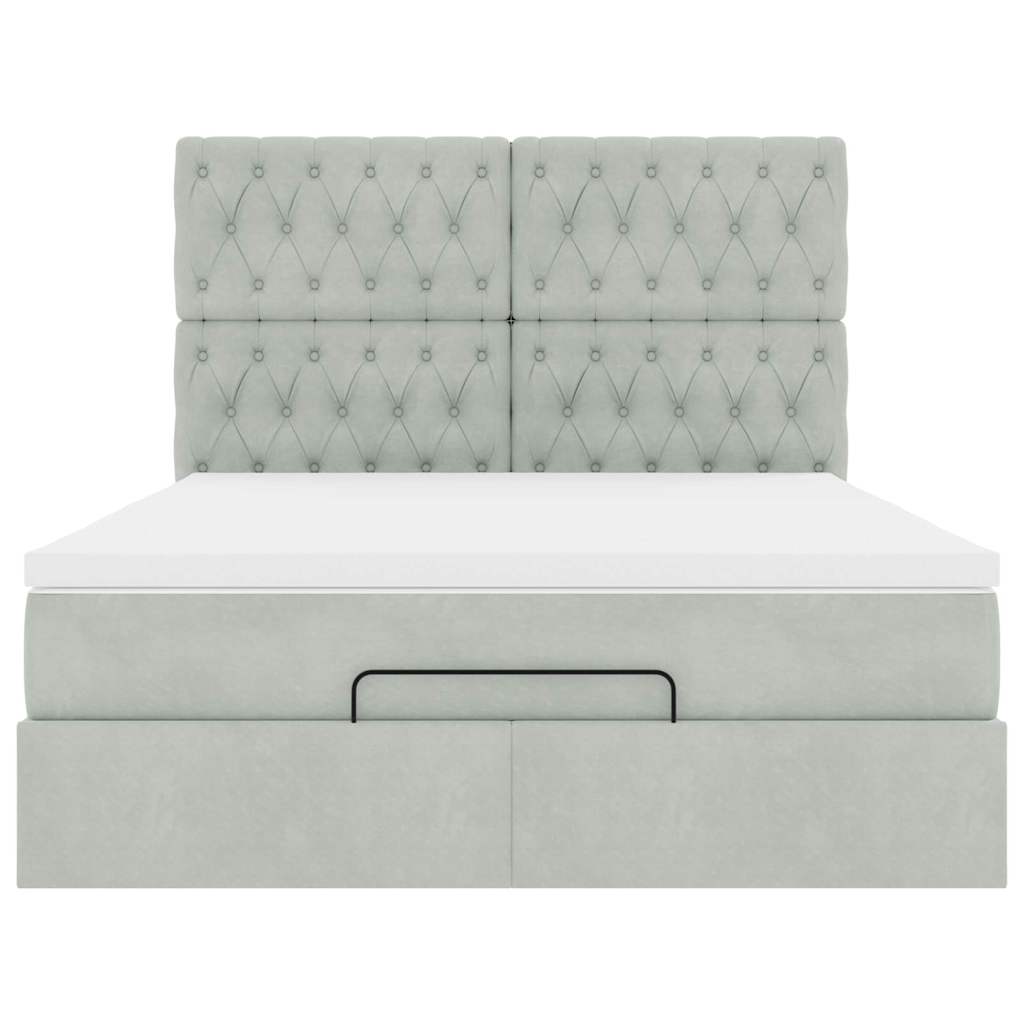 vidaXL Ottoman-Bett mit Matratzen Hellgrau 140x190 cm Samt