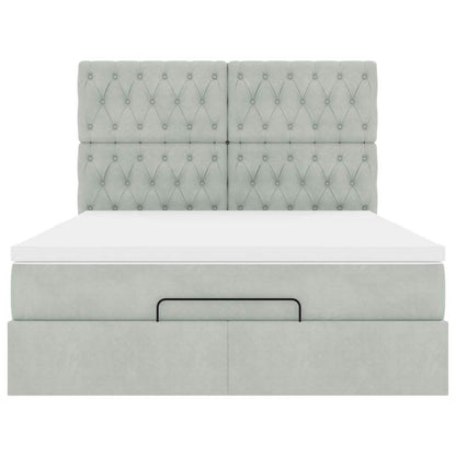 vidaXL Ottoman-Bett mit Matratzen Hellgrau 140x190 cm Samt