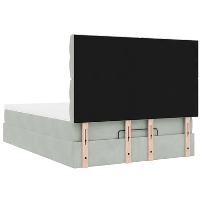 vidaXL Ottoman-Bett mit Matratzen Hellgrau 140x190 cm Samt