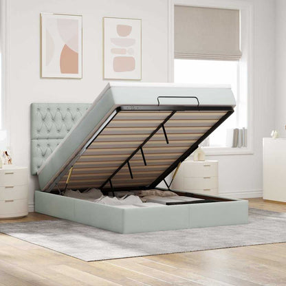 vidaXL Ottoman-Bett mit Matratzen Hellgrau 140x190 cm Samt