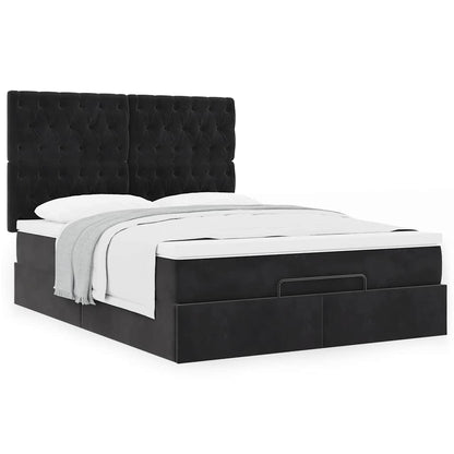 vidaXL Ottoman-Bett mit Matratzen Schwarz 140x190 cm Samt