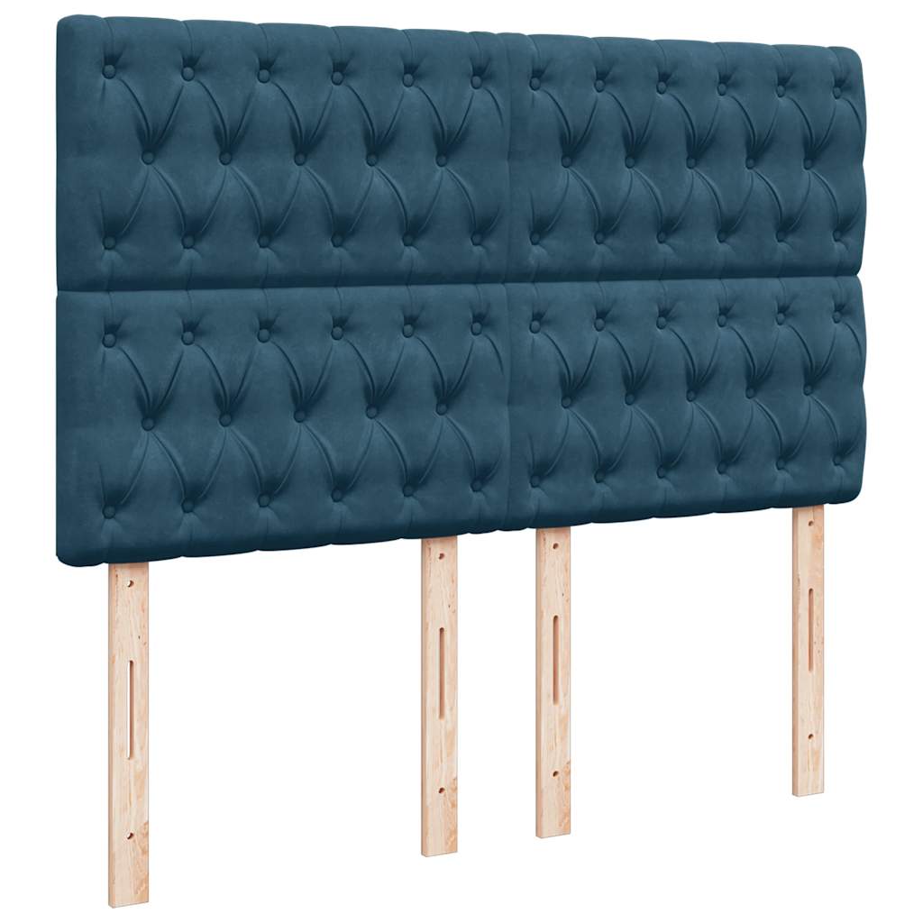 vidaXL Ottoman-Bett mit Matratzen Dunkelblau 140x190 cm Samt