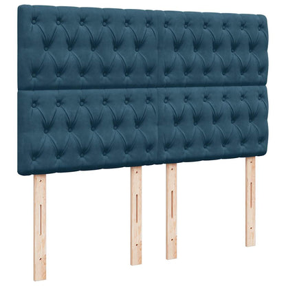 vidaXL Ottoman-Bett mit Matratzen Dunkelblau 140x190 cm Samt