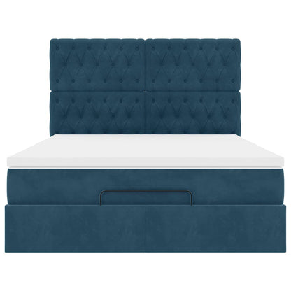 vidaXL Ottoman-Bett mit Matratzen Dunkelblau 140x190 cm Samt