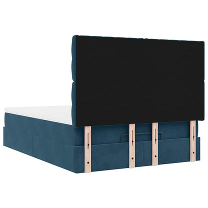 vidaXL Ottoman-Bett mit Matratzen Dunkelblau 140x190 cm Samt