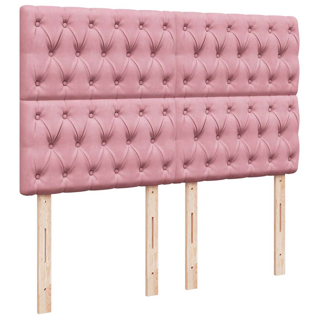 vidaXL Ottoman-Bett mit Matratzen Rosa 140x190 cm Samt