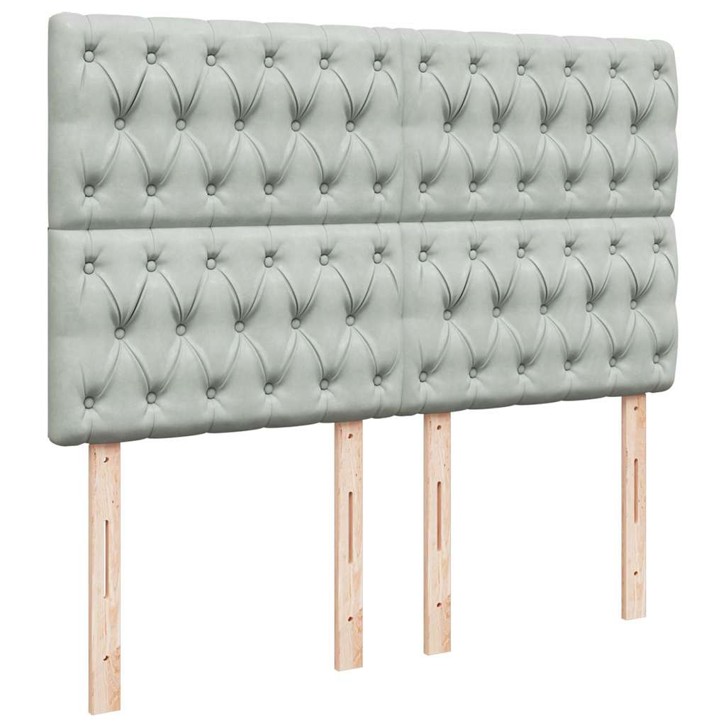 vidaXL Ottoman-Bett mit Matratzen Hellgrau 140x200 cm Samt