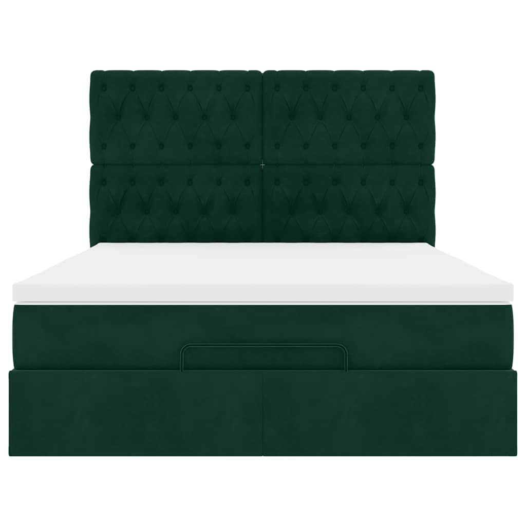 vidaXL Ottoman-Bett mit Matratzen Dunkelgrün 140x200 cm Samt