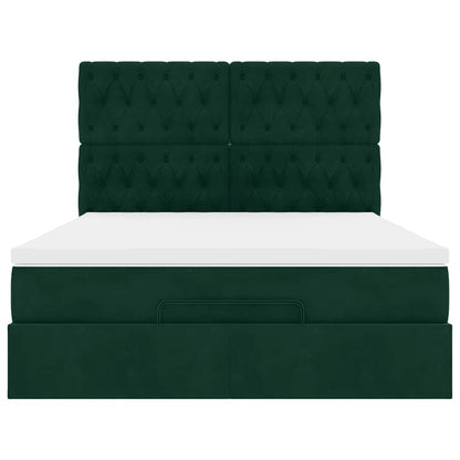 vidaXL Ottoman-Bett mit Matratzen Dunkelgrün 140x200 cm Samt