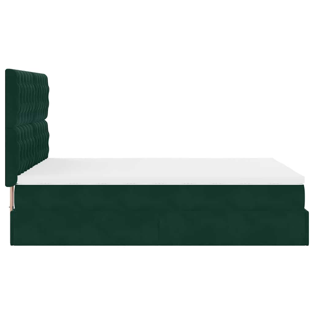 vidaXL Ottoman-Bett mit Matratzen Dunkelgrün 140x200 cm Samt