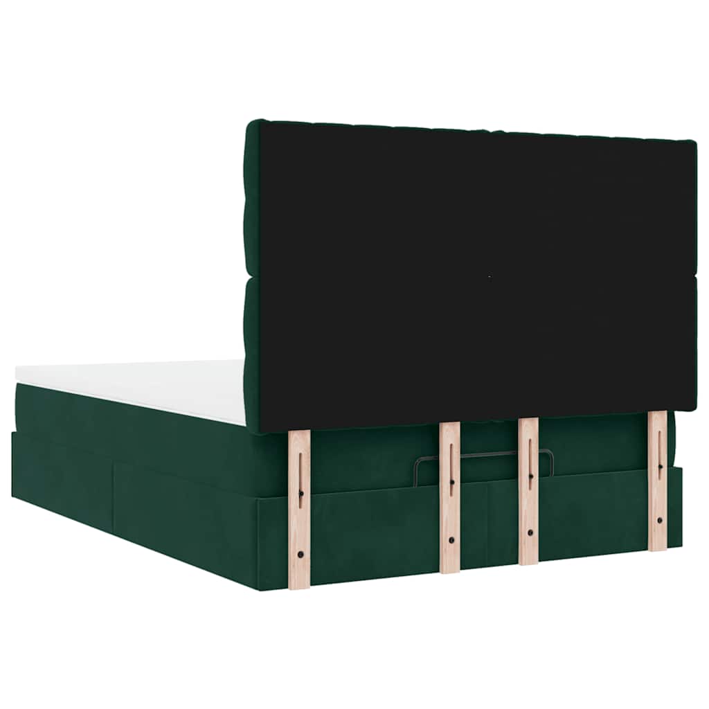vidaXL Ottoman-Bett mit Matratzen Dunkelgrün 140x200 cm Samt