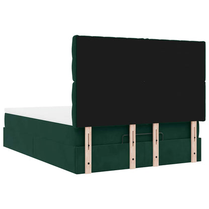 vidaXL Ottoman-Bett mit Matratzen Dunkelgrün 140x200 cm Samt
