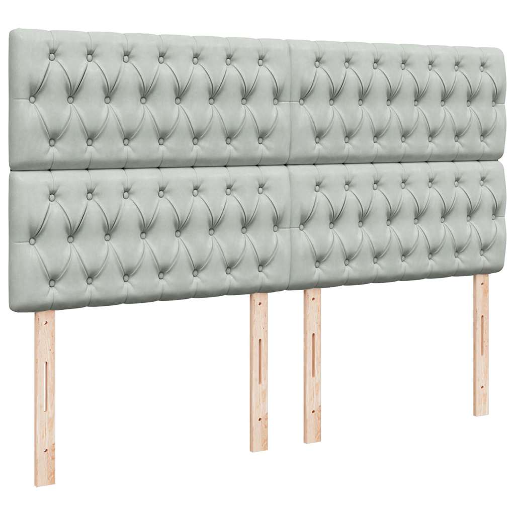 vidaXL Ottoman-Bett mit Matratzen Hellgrau 160x200 cm Samt