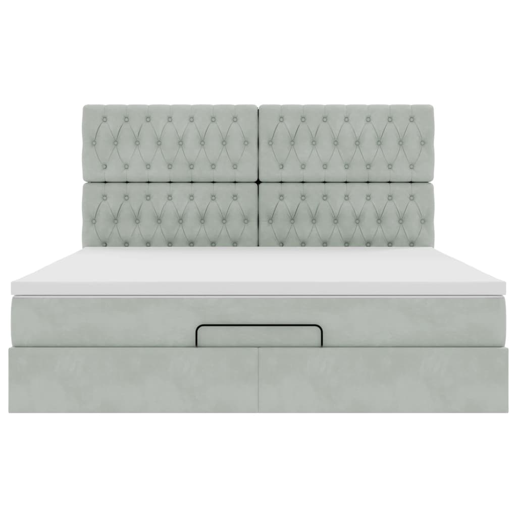 vidaXL Ottoman-Bett mit Matratzen Hellgrau 160x200 cm Samt