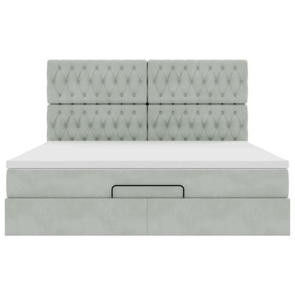 vidaXL Ottoman-Bett mit Matratzen Hellgrau 160x200 cm Samt