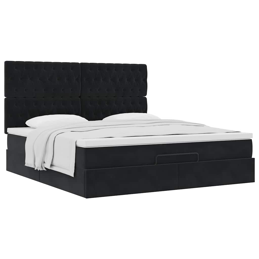 vidaXL Ottoman-Bett mit Matratzen Schwarz 160x200 cm Samt