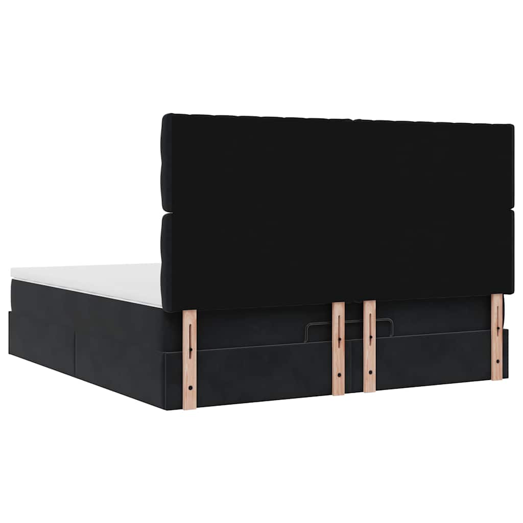 vidaXL Ottoman-Bett mit Matratzen Schwarz 160x200 cm Samt