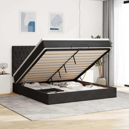 vidaXL Ottoman-Bett mit Matratzen Schwarz 160x200 cm Samt