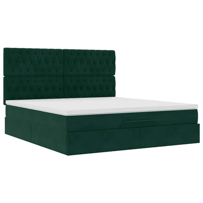 vidaXL Ottoman-Bett mit Matratzen Dunkelgrün 160x200 cm Samt