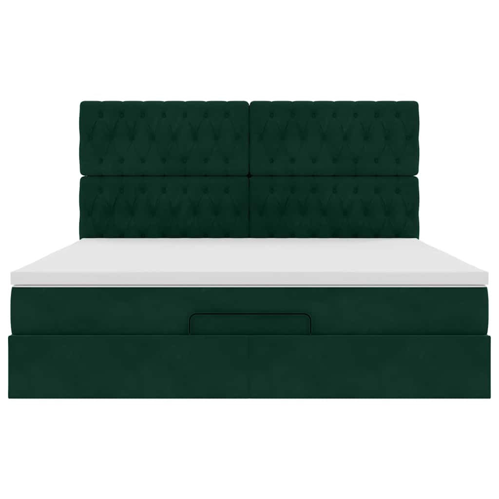 vidaXL Ottoman-Bett mit Matratzen Dunkelgrün 160x200 cm Samt