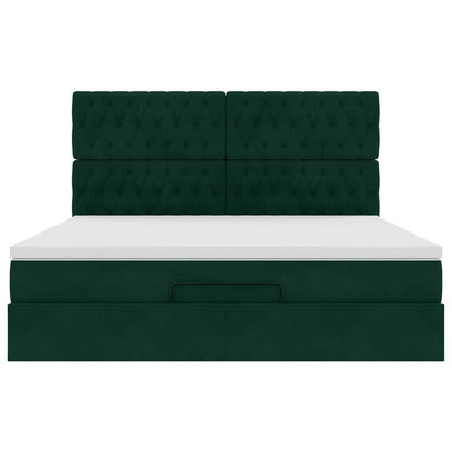 vidaXL Ottoman-Bett mit Matratzen Dunkelgrün 160x200 cm Samt