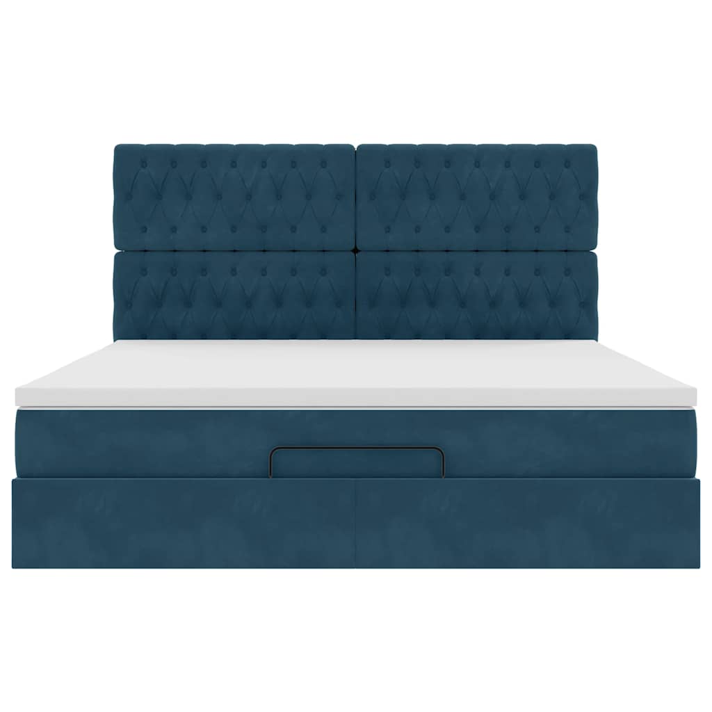 vidaXL Ottoman-Bett mit Matratzen Dunkelblau 160x200 cm Samt