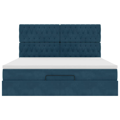 vidaXL Ottoman-Bett mit Matratzen Dunkelblau 160x200 cm Samt
