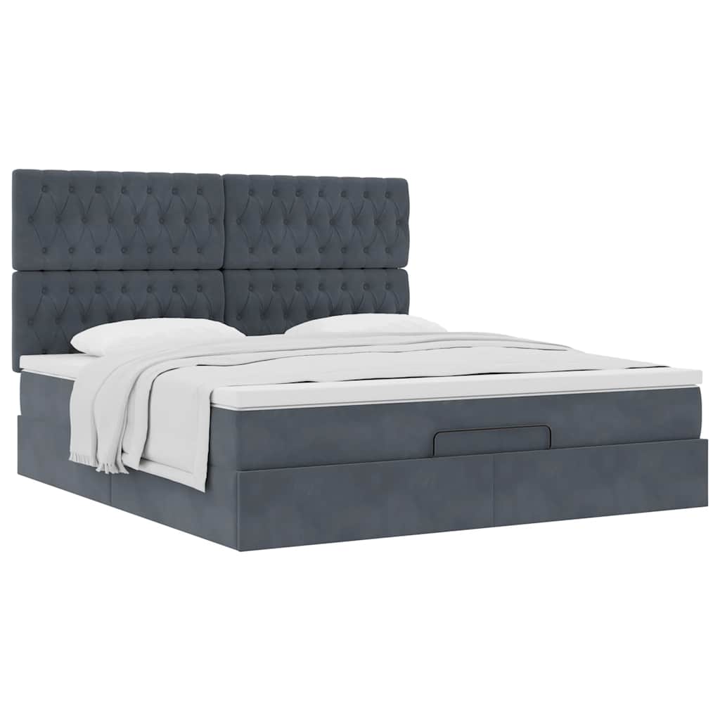 vidaXL Ottoman-Bett mit Matratzen Dunkelgrau 180x200 cm Samt