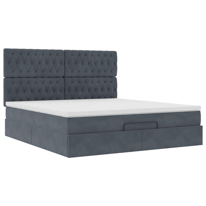 vidaXL Ottoman-Bett mit Matratzen Dunkelgrau 180x200 cm Samt