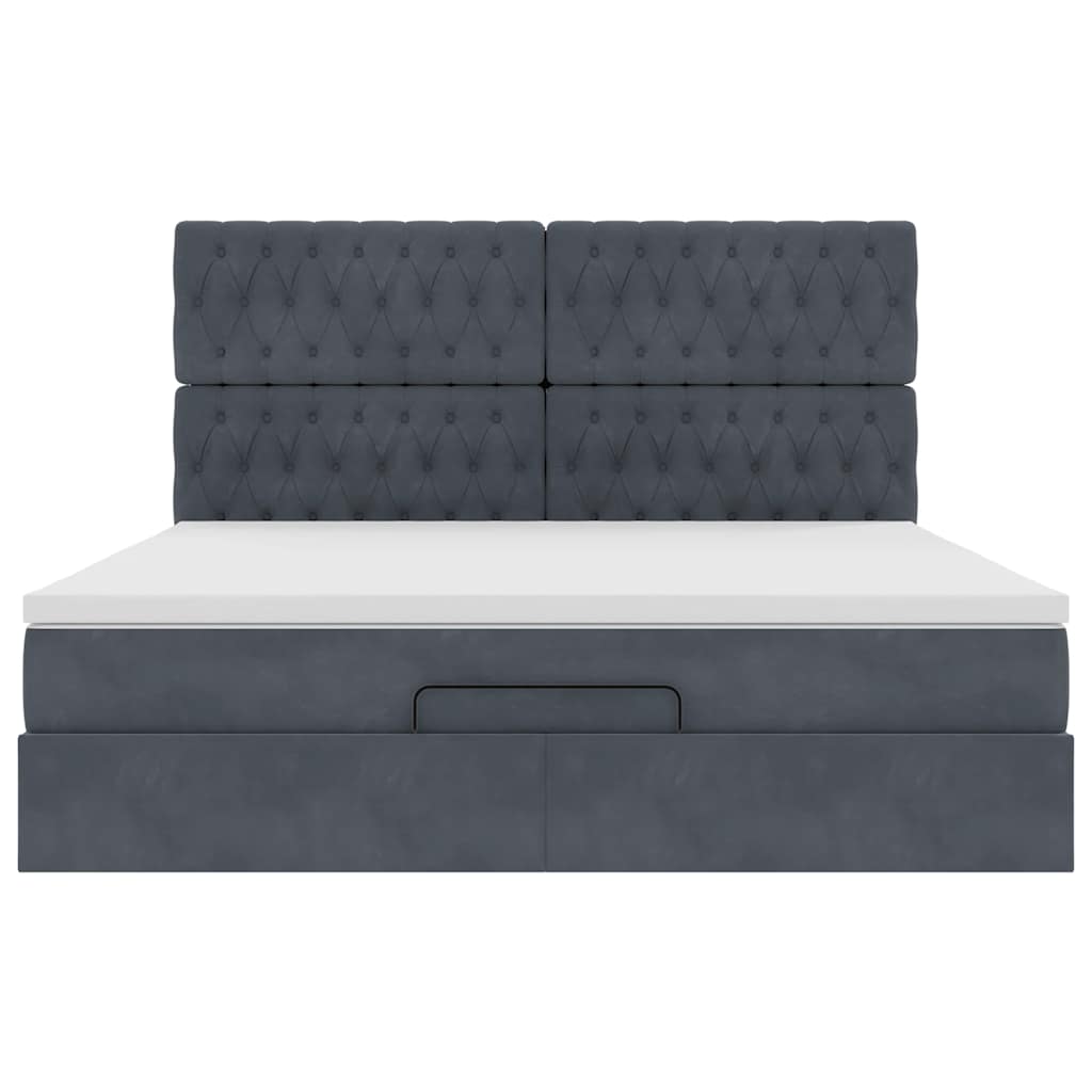 vidaXL Ottoman-Bett mit Matratzen Dunkelgrau 180x200 cm Samt