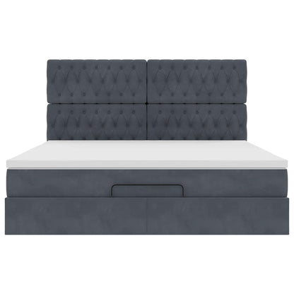 vidaXL Ottoman-Bett mit Matratzen Dunkelgrau 180x200 cm Samt
