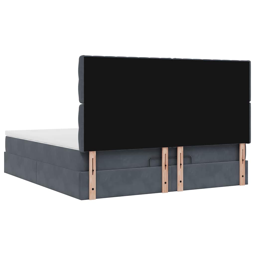 vidaXL Ottoman-Bett mit Matratzen Dunkelgrau 180x200 cm Samt