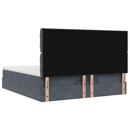 vidaXL Ottoman-Bett mit Matratzen Dunkelgrau 180x200 cm Samt