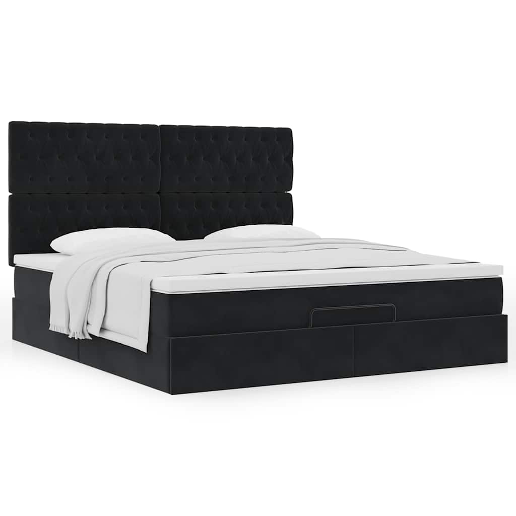 vidaXL Ottoman-Bett mit Matratzen Schwarz 180x200 cm Samt
