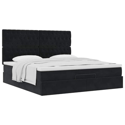 vidaXL Ottoman-Bett mit Matratzen Schwarz 180x200 cm Samt