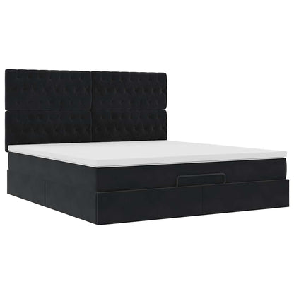 vidaXL Ottoman-Bett mit Matratzen Schwarz 180x200 cm Samt