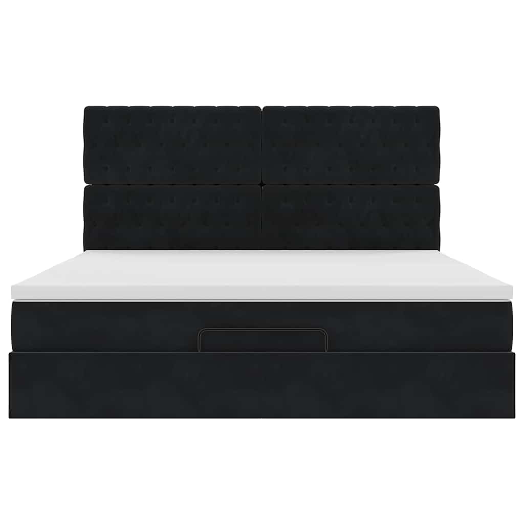 vidaXL Ottoman-Bett mit Matratzen Schwarz 180x200 cm Samt