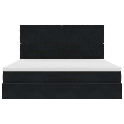 vidaXL Ottoman-Bett mit Matratzen Schwarz 180x200 cm Samt