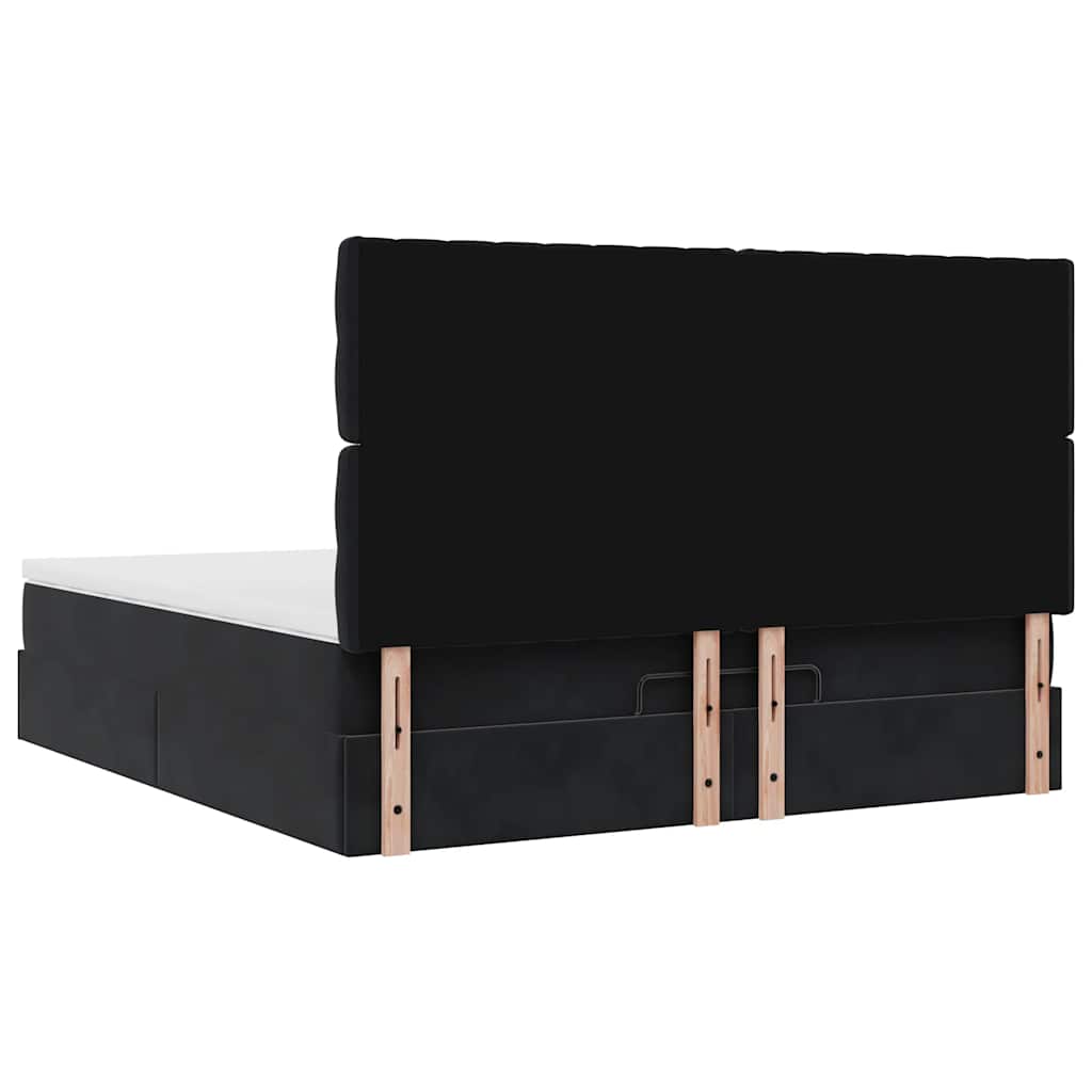 vidaXL Ottoman-Bett mit Matratzen Schwarz 180x200 cm Samt