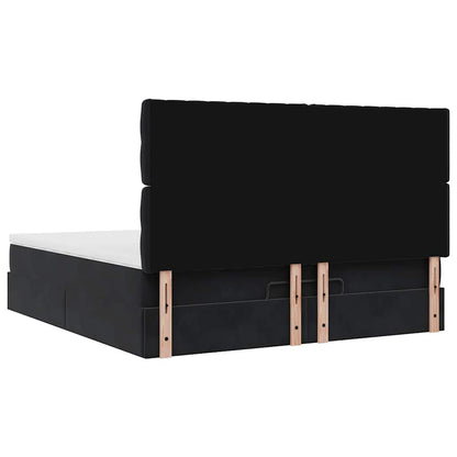 vidaXL Ottoman-Bett mit Matratzen Schwarz 180x200 cm Samt